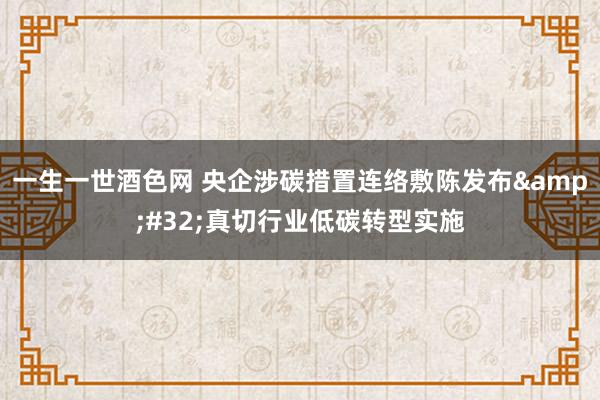 一生一世酒色网 央企涉碳措置连络敷陈发布&#32;真切行业低碳转型实施