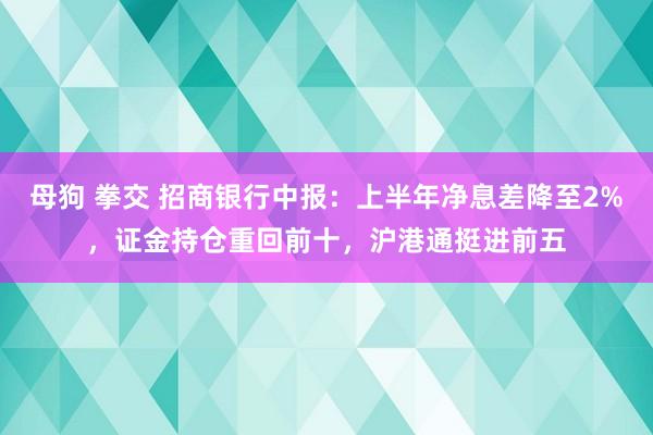 母狗 拳交 招商银行中报：上半年净息差降至2%，证金持仓重回前十，沪港通挺进前五