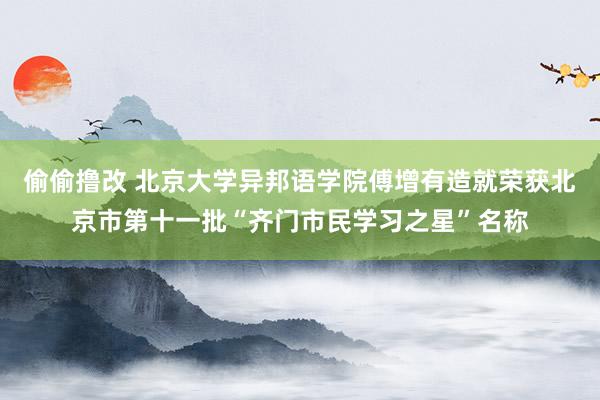 偷偷撸改 北京大学异邦语学院傅增有造就荣获北京市第十一批“齐门市民学习之星”名称