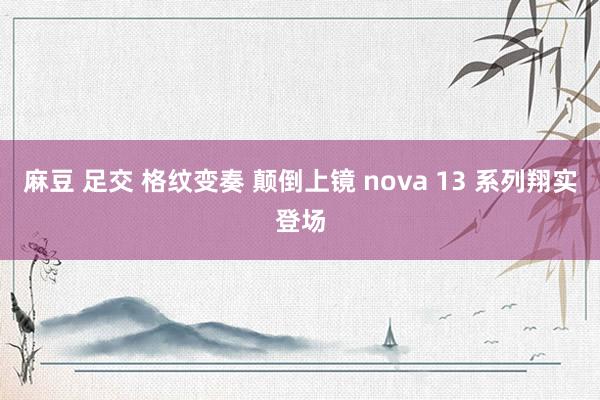 麻豆 足交 格纹变奏 颠倒上镜 nova 13 系列翔实登场