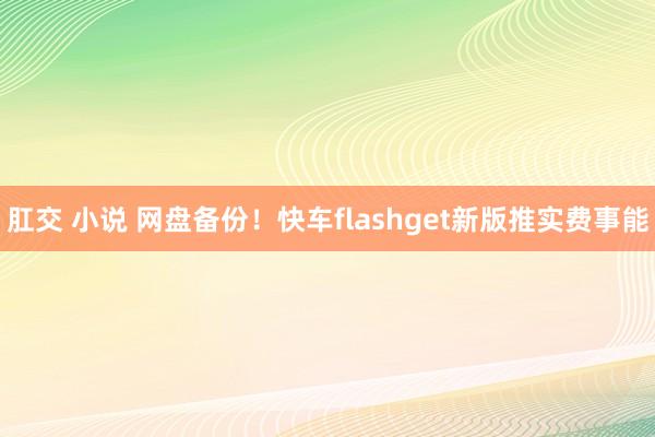 肛交 小说 网盘备份！快车flashget新版推实费事能